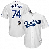 Dodgers 74 Kenley Jansen White 2018 World Series Cool Base Player Jersey Dzhi,baseball caps,new era cap wholesale,wholesale hats